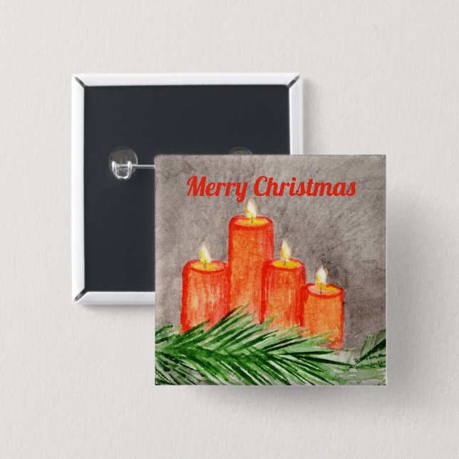 Bóton Quadrado 5.08cm Velas de Natal (Frente & Verso)