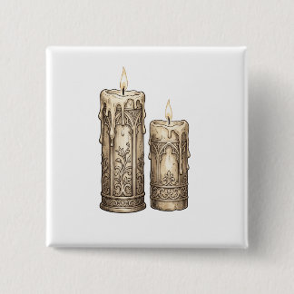 Bóton Quadrado 5.08cm Velas Góticas Vintage Ornamentadas