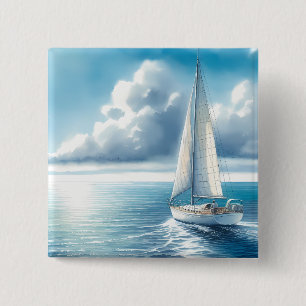 Bóton Quadrado 5.08cm Velero Solitário Horizonte Azul
