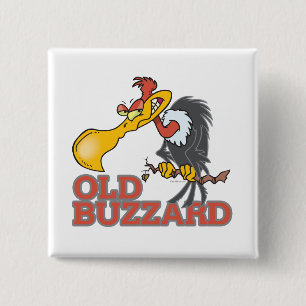 Bóton Quadrado 5.08cm velho abutre personagem de desenho engraçado