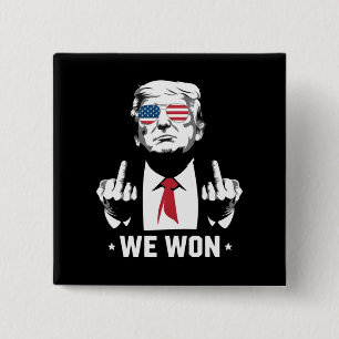 Bóton Quadrado 5.08cm Vencedor Trump Nós Ganhamos Dia de Inauguração 47º