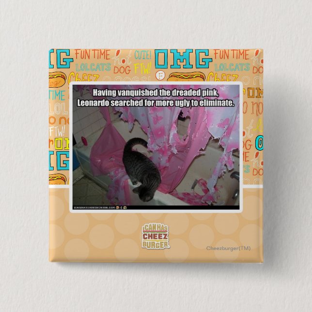 Bóton Quadrado 5.08cm Venceu o rosa temido (Frente)