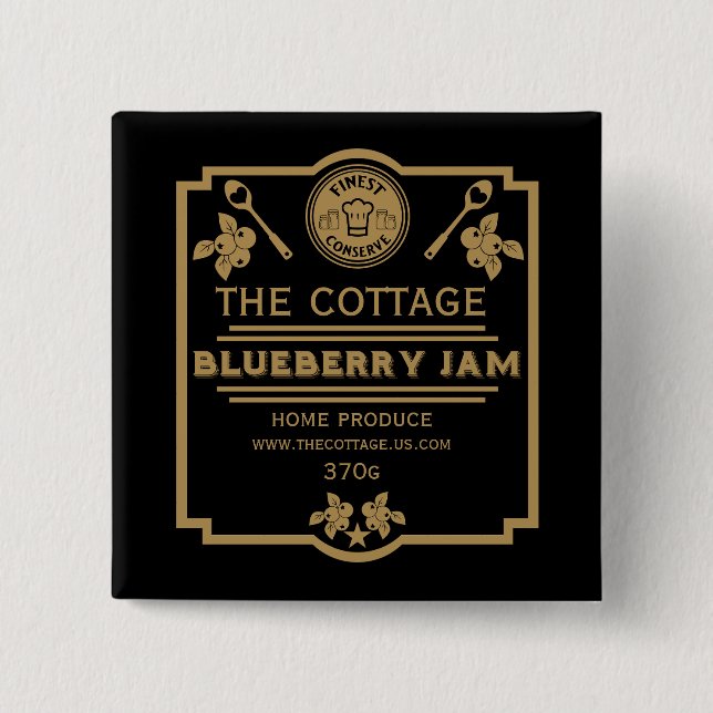 Bóton Quadrado 5.08cm Vendedor de Emperramento de Blueberry (Frente)
