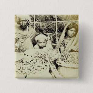 Bóton Quadrado 5.08cm Vendedores Hindu vegetais e da fruta em Madras,