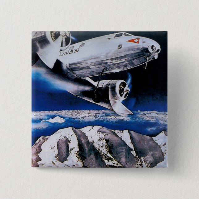 Bóton Quadrado 5.08cm Venez En Suisse ~ Venha à Suiça (Frente)