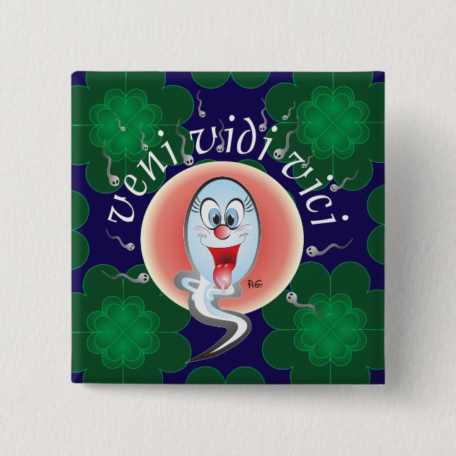 Bóton Quadrado 5.08cm veni vidi vici Button (Frente)