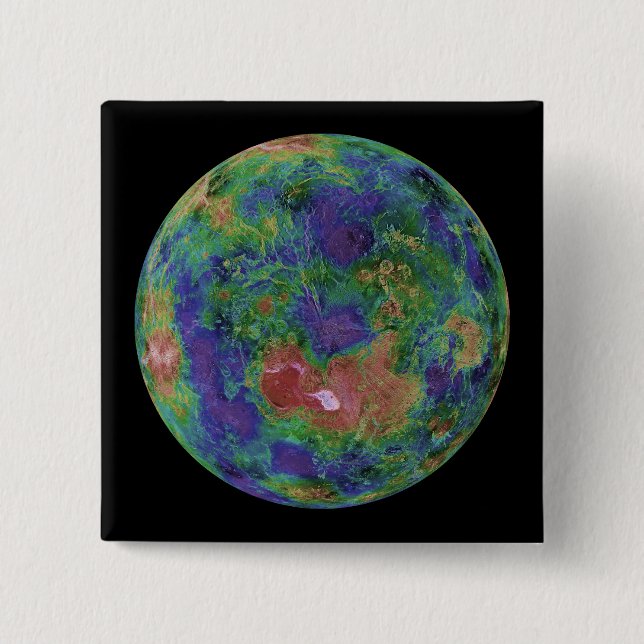 Bóton Quadrado 5.08cm Vênus centrado no Polo Norte (Frente)