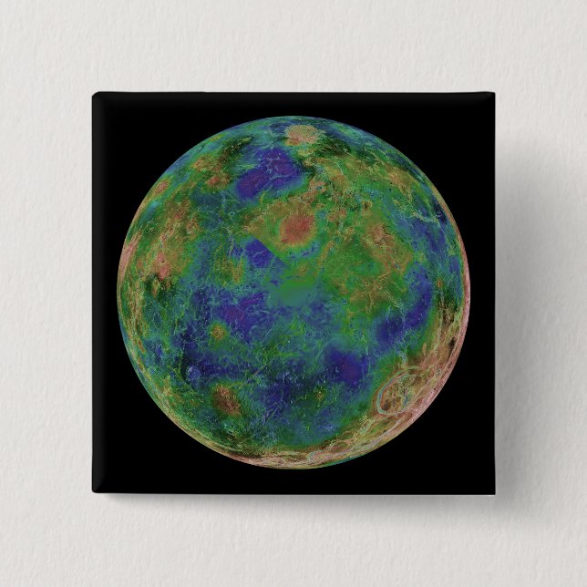 Bóton Quadrado 5.08cm Vênus centrado no Polo Sul (Frente)