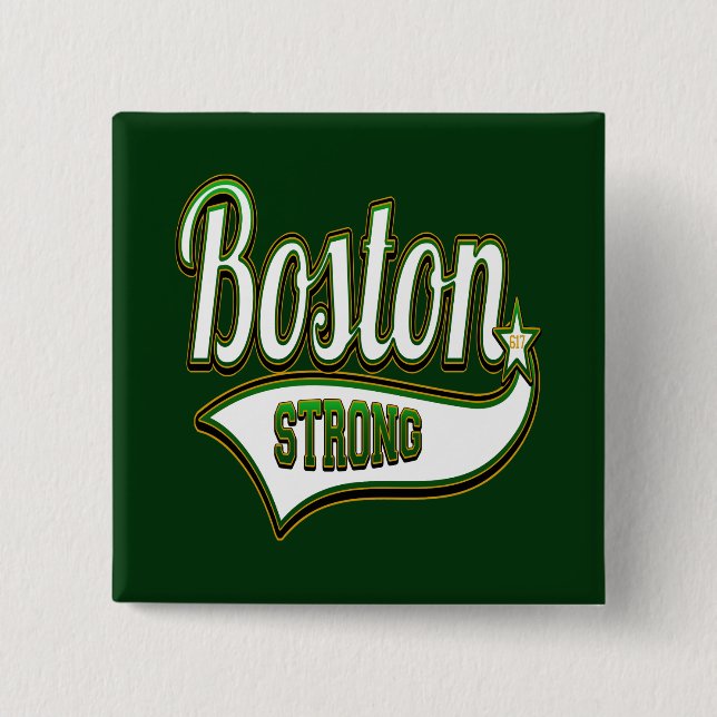 Bóton Quadrado 5.08cm VERDE irlandês forte de Boston (Frente)