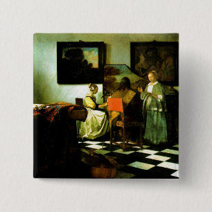 Bóton Quadrado 5.08cm Vermeer: O trabalho de arte do concerto