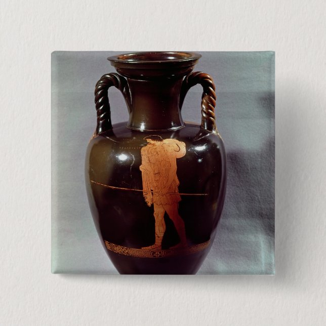 Bóton Quadrado 5.08cm Vermelho-figura amphora do sótão (Frente)