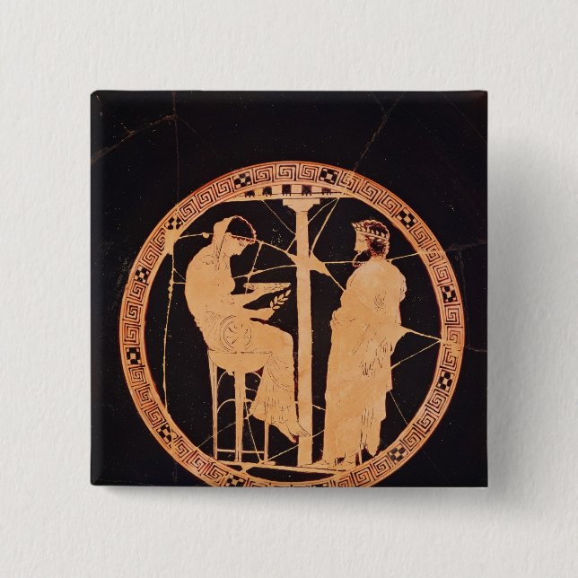 Bóton Quadrado 5.08cm Vermelho-figura ateniense kylix que descreve (Frente)