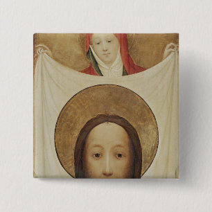 Bóton Quadrado 5.08cm Veronica com o Sudarium, c.1420 do santo