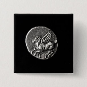 Bóton Quadrado 5.08cm Verso da moeda que descreve Pegasus