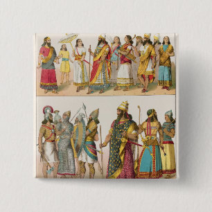 Bóton Quadrado 5.08cm Vestido Assyrian, de "do der Voelker Trachten",