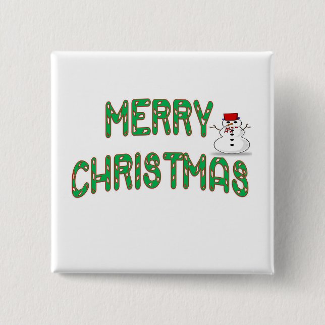 Bóton Quadrado 5.08cm Vestido de Natal (Frente)