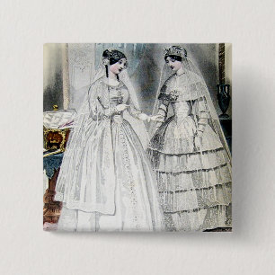 Bóton Quadrado 5.08cm Vestidos Brancos Antigos