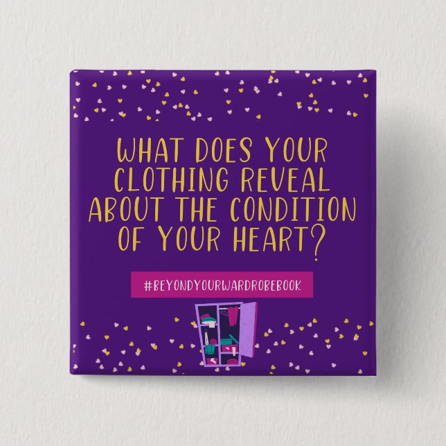 Bóton Quadrado 5.08cm Vestuário Revela Seu Botão Cardíaco (Frente)