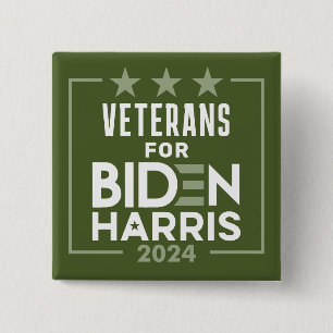 Bóton Quadrado 5.08cm Veteranos Olive Green para Biden Harris - 2024