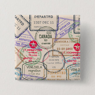 Bóton Quadrado 5.08cm Viagem de Carimbos do Passport