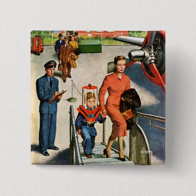 Bóton Quadrado 5.08cm Viajante do espaço (Frente)