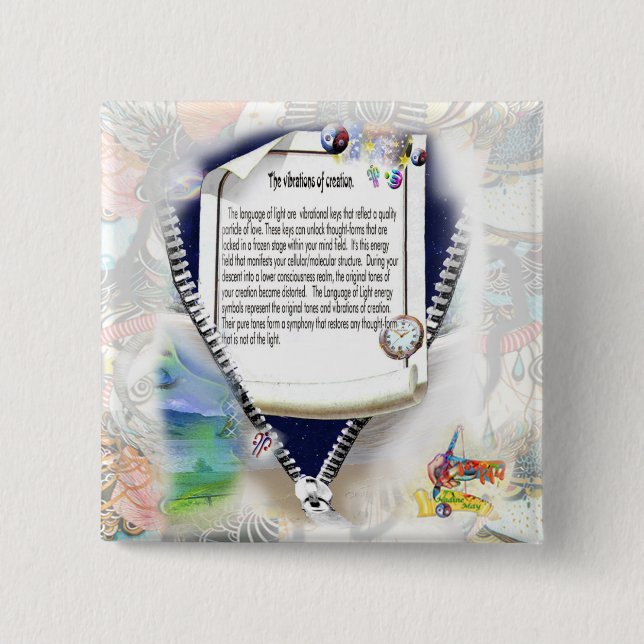 Bóton Quadrado 5.08cm Vibrações da criação (Frente)