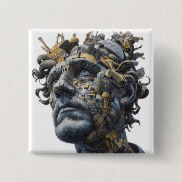 Bóton Quadrado 5.08cm Vibrant Monarch Butterfly Illustration on Light Ba