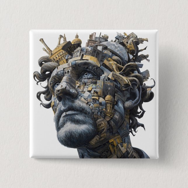 Bóton Quadrado 5.08cm Vibrant Monarch Butterfly Illustration on Light Ba (Frente)