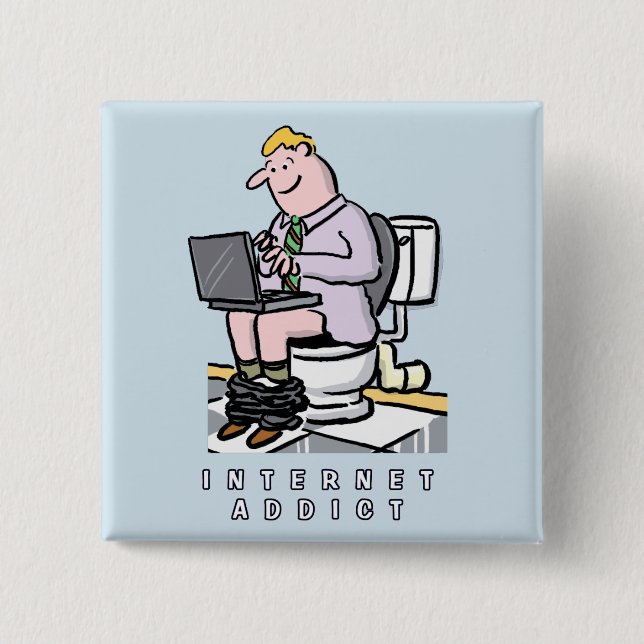 Bóton Quadrado 5.08cm Vício de computadores, Internet e Mídia Social (Frente)