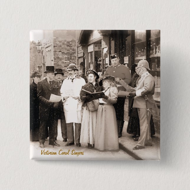 BÓTON QUADRADO 5.08CM VICTORIAN CHRISTMAS CAROL SINGERS (Frente)