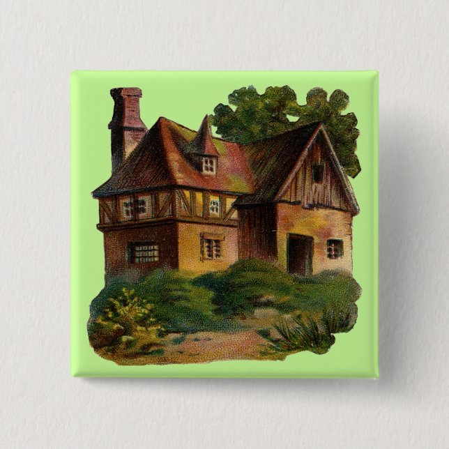 Bóton Quadrado 5.08cm Victorian House (Frente)