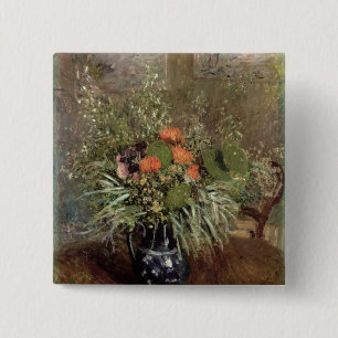 Bóton Quadrado 5.08cm Vida de Alfred Sisley ainda de flores selvagens