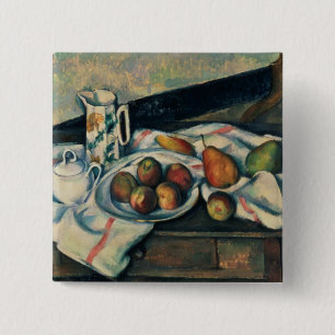 Bóton Quadrado 5.08cm Vida de Paul Cezanne ainda dos pêssegos e das