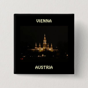 Bóton Quadrado 5.08cm Viena, Áustria à noite