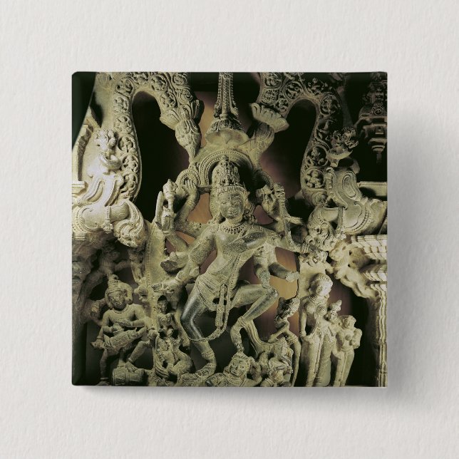 Bóton Quadrado 5.08cm Viga com Shiva Nataraja, dinastia de Kakatiya (Frente)