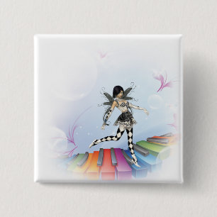 Bóton Quadrado 5.08cm Vignette Musical Keyboard Faerie