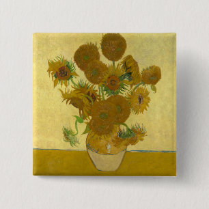 Bóton Quadrado 5.08cm Vincent Van Gogh 15 Sunflower Painting