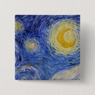 Bóton Quadrado 5.08cm Vincent Van Gogh - A noite de Starry