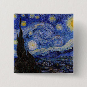 Bóton Quadrado 5.08cm Vincent Van Gogh - A noite de Starry