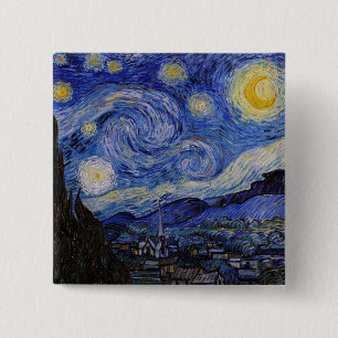 Bóton Quadrado 5.08cm Vincent Van Gogh - A noite de Starry
