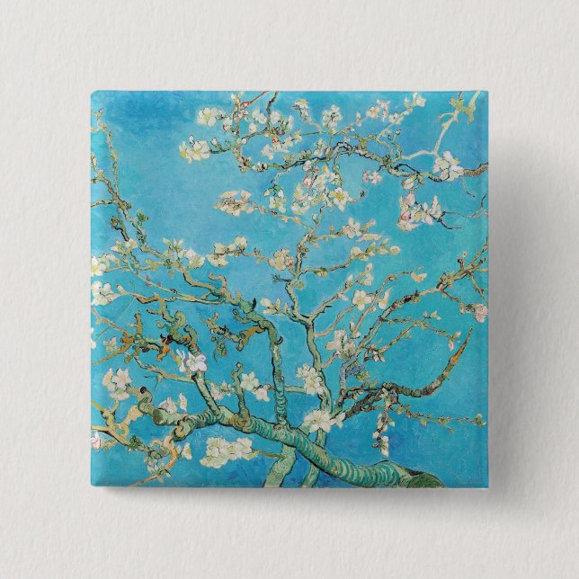 Bóton Quadrado 5.08cm Vincent van Gogh - Almond Blossom (Frente)