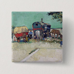 Bóton Quadrado 5.08cm Vincent van Gogh as caravana, acampamento