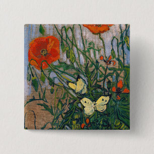 Bóton Quadrado 5.08cm Vincent van Gogh - Borboletas e papagaios