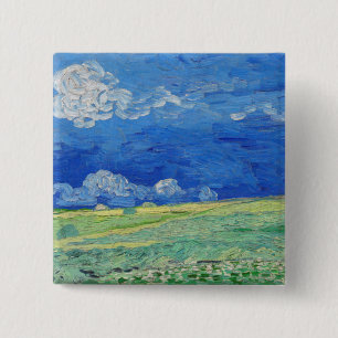 Bóton Quadrado 5.08cm Vincent van Gogh - Campos de rodas sob as nuvens d