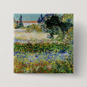 Bóton Quadrado 5.08cm Vincent van Gogh - Jardim de Flores