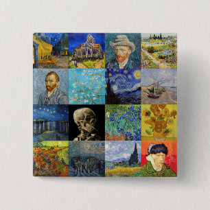 Bóton Quadrado 5.08cm Vincent van Gogh - Masterworks Mosaic Patchwork