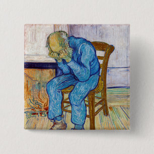 Bóton Quadrado 5.08cm Vincent van Gogh - Na Porta da Eternidade