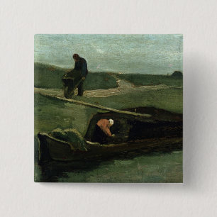 Bóton Quadrado 5.08cm Vincent van Gogh   o barco da turfa, 1883