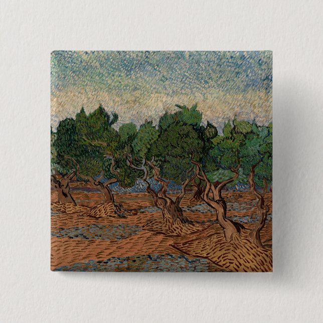 Bóton Quadrado 5.08cm Vincent van Gogh - Olive Grove (Frente)