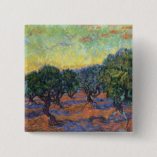 Bóton Quadrado 5.08cm Vincent Van Gogh Olive Grove Impressionismo Arte